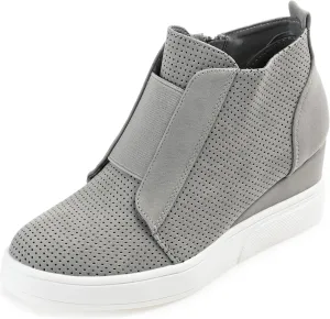 Journee Collection Women's Clara Zippered Wedge Sneakers