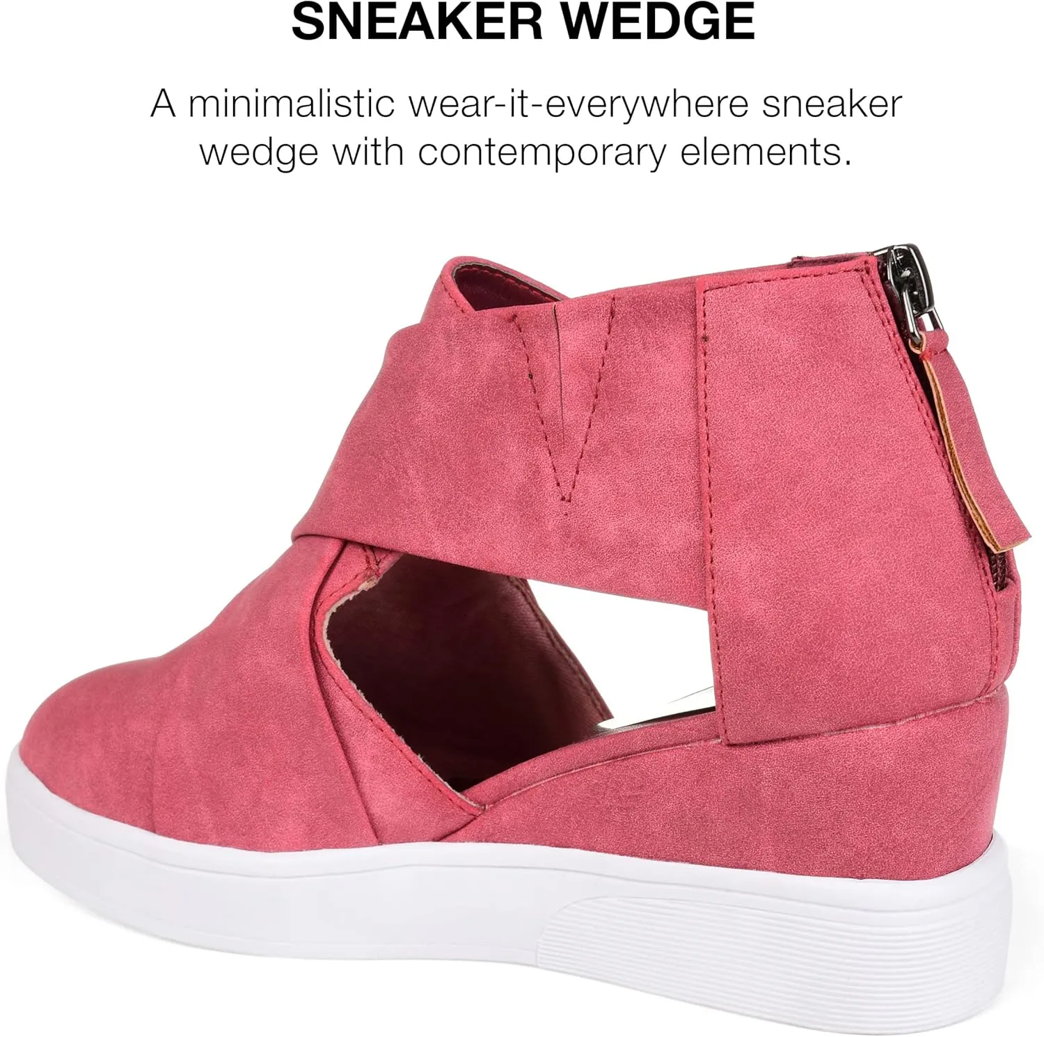 Journee Womens Seena Round Toe Back Heel Zip Wedge Sneakers