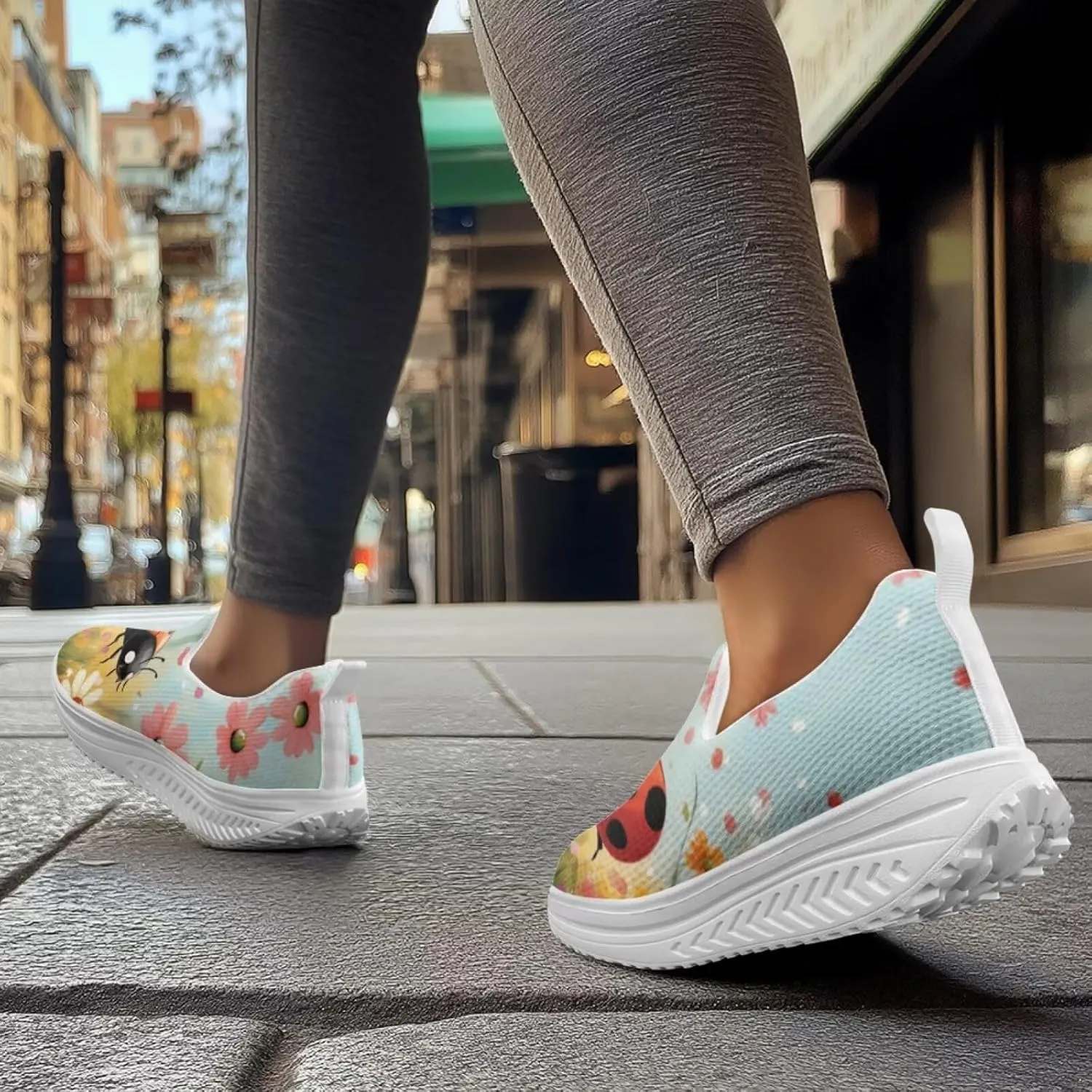 JoyLamoria Animal Print Womens Shoes Work Casual Fashion Tennis Soft Workout Cushion Comfort Knit Upper Running Orthopedic