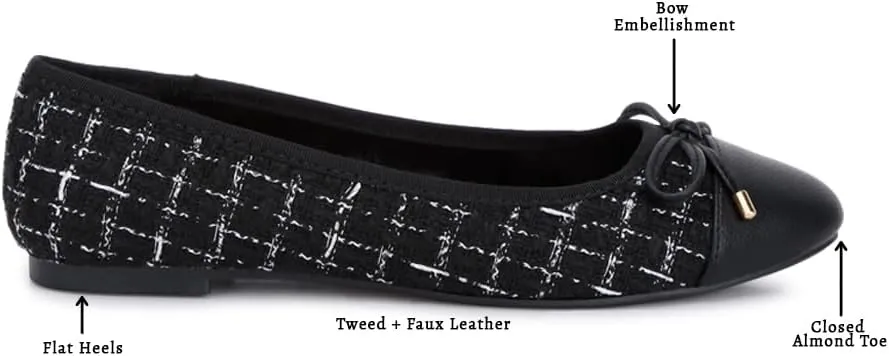 Junpey Plaid Tweed Ballet Flats