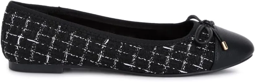 Junpey Plaid Tweed Ballet Flats
