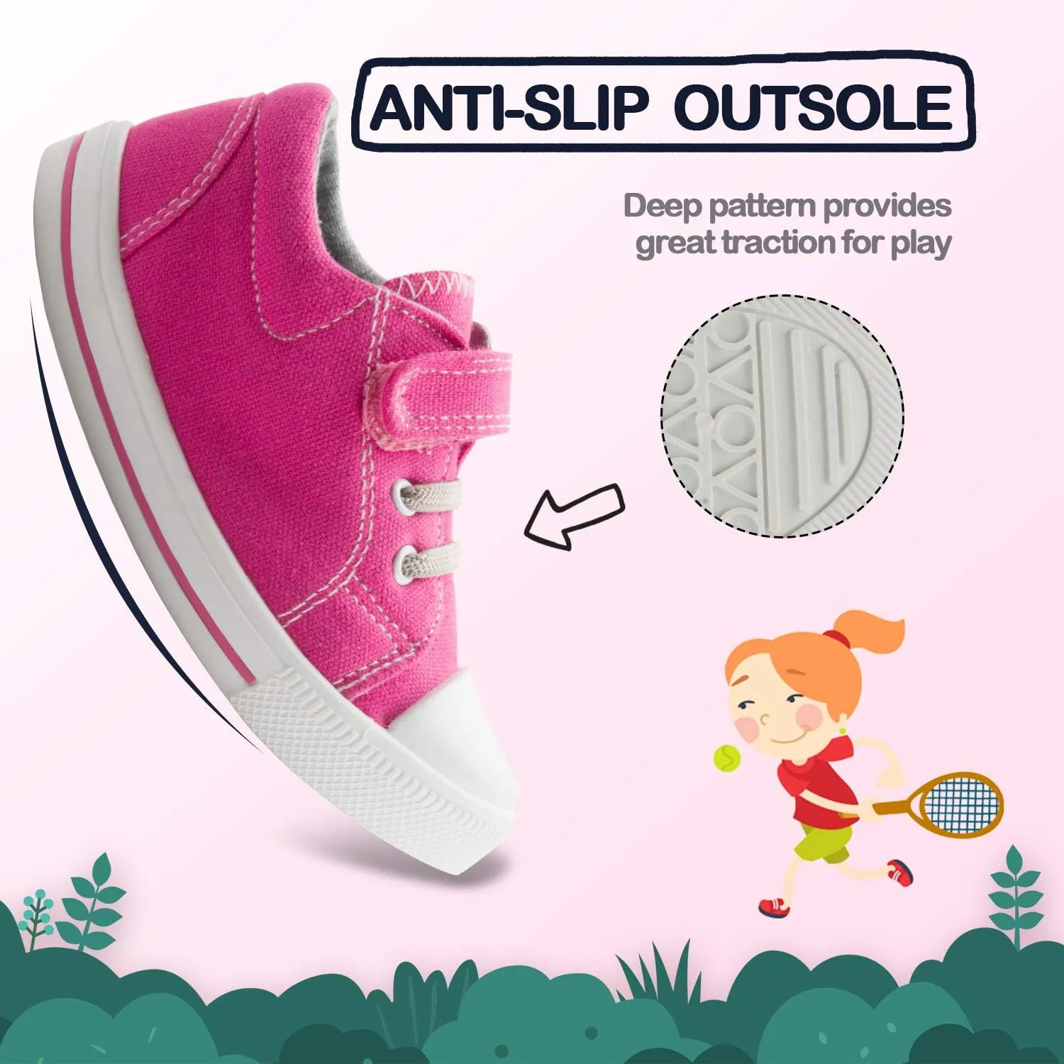 K KomForme Toddler Shoes Boys Girls Canvas Sneakers Size 4-13