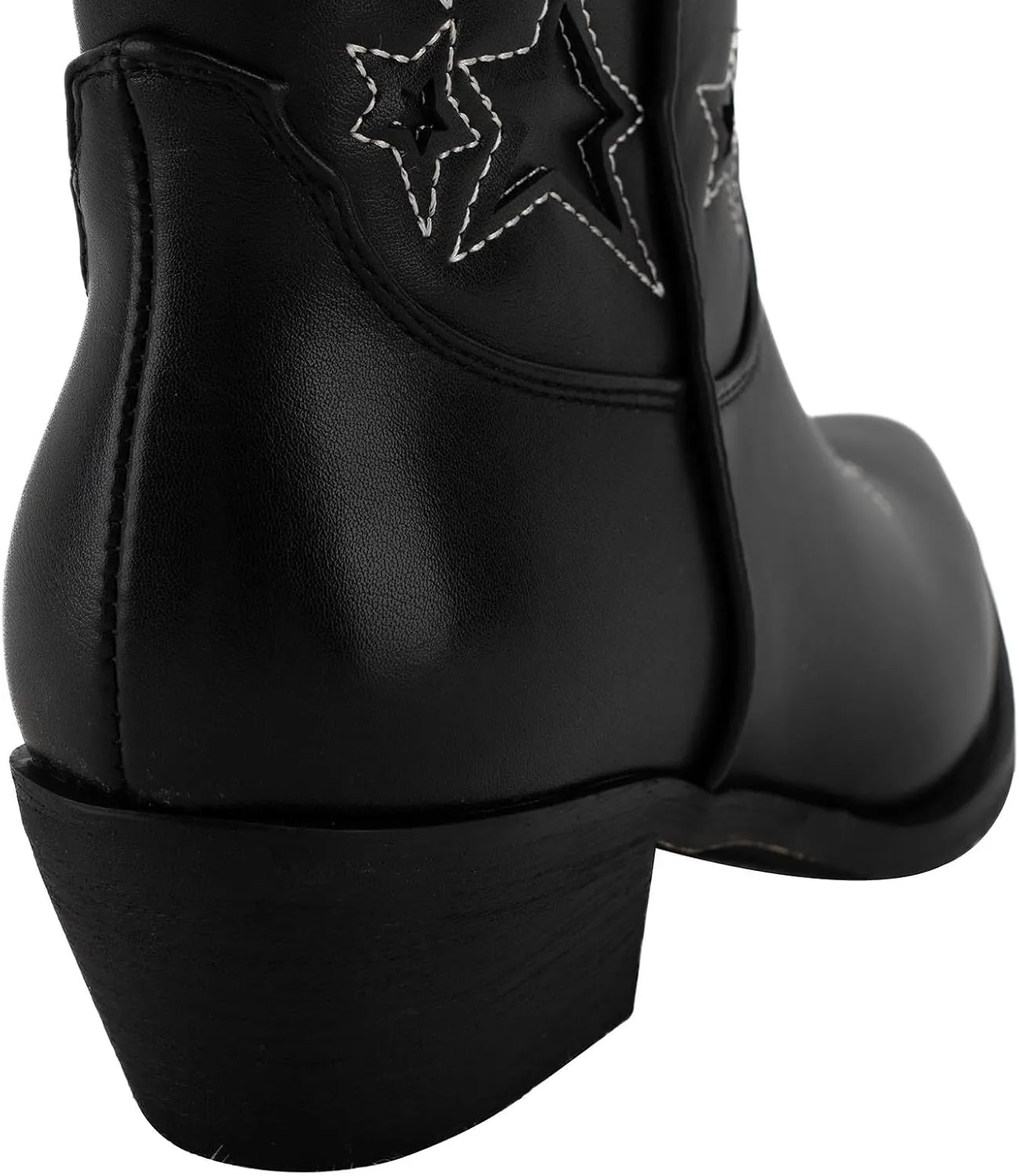 KaroNairy Western Star Cowboy Booties for Women Embroidered Cowgirl Booties Pull On Low Heel Ponited Toe Ankle Cowgirl Boots