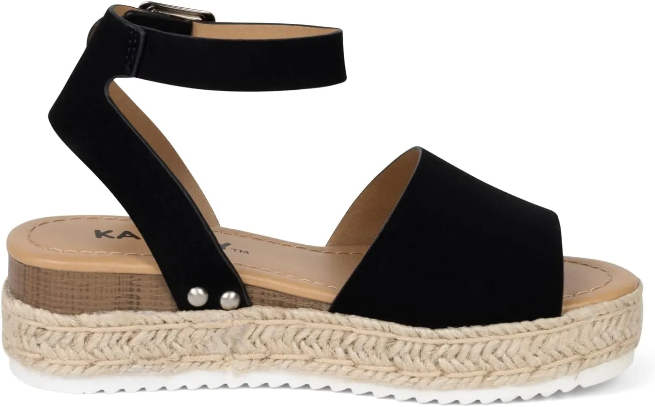 KAYDAY Girls’ Espadrille Platform Sandals – Open Toe Summer Shoes with Woven Jute Wrap, Adjustable Ankle Strap – Casual Dressy Style for Kids Chuy-IIS