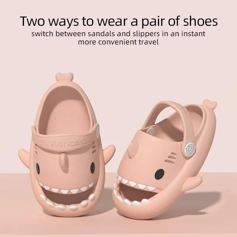 Kids Boys Girls Cartoon Shark Clogs Shoes-Kids Cartoon Summer Sandals Slipper Outdoors Cute Garden Clogs Summer Beach Pool Slipper