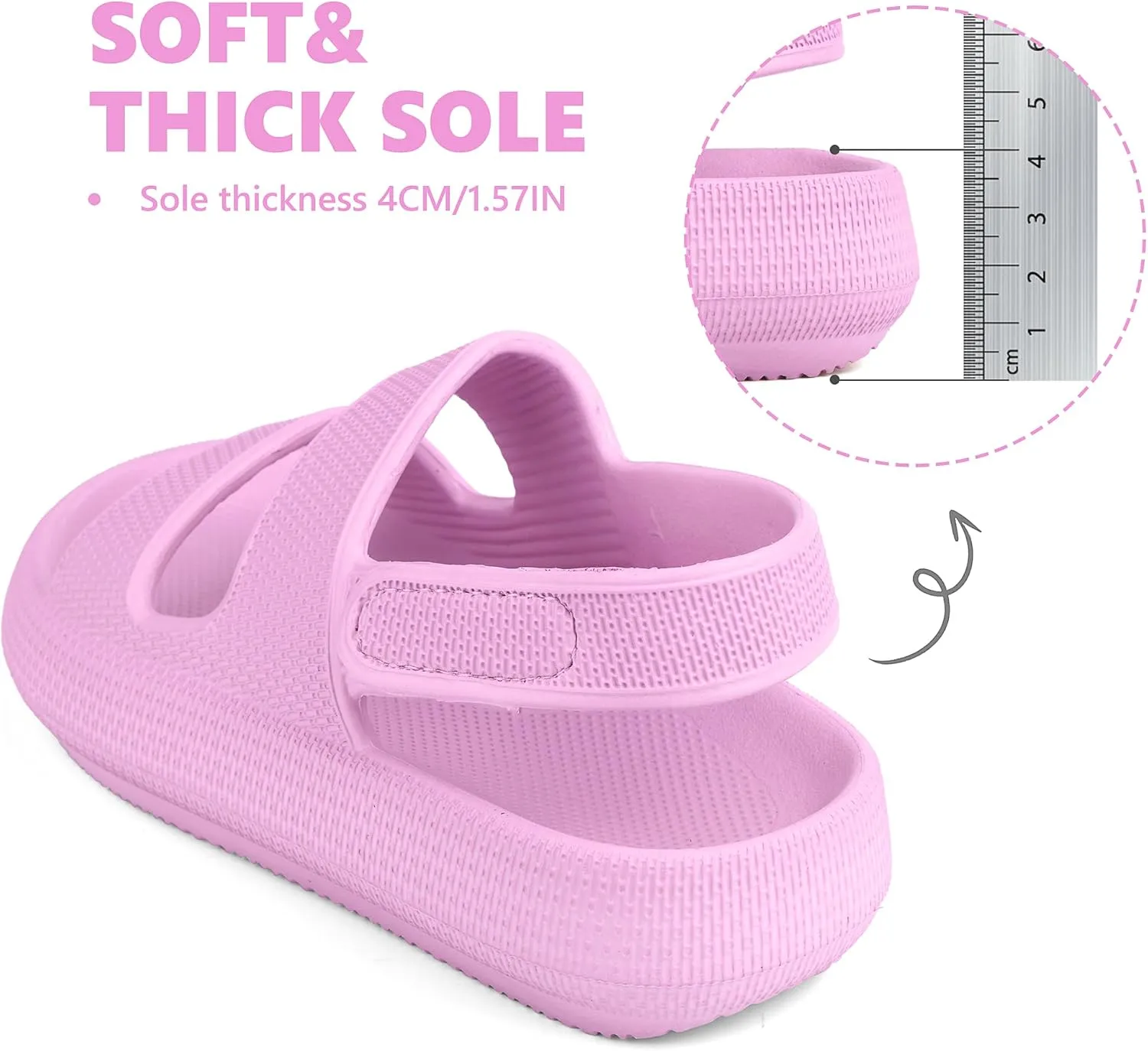 Kids Cloud Sandals Boys Girls Slip on Flat Slides Sandals EVA Summer Quick Drying Pillow Slipper With Hook Loop Back Strap