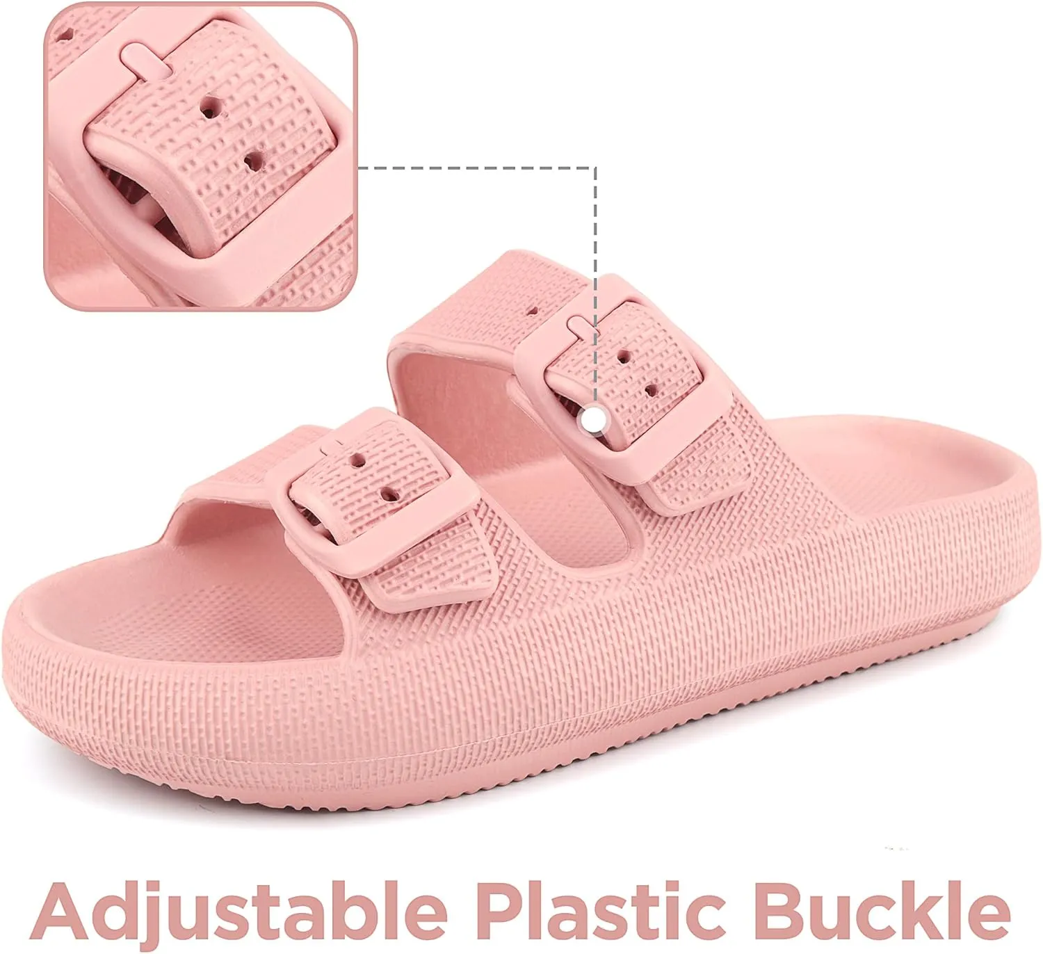 Kids Cloud Slides Girls Boys Double Buckle Slip On Sandals Youth Adjustable Flip Flops Summer Soft Pillow Slippers EVA Flat Beach Pool Shower Shoes