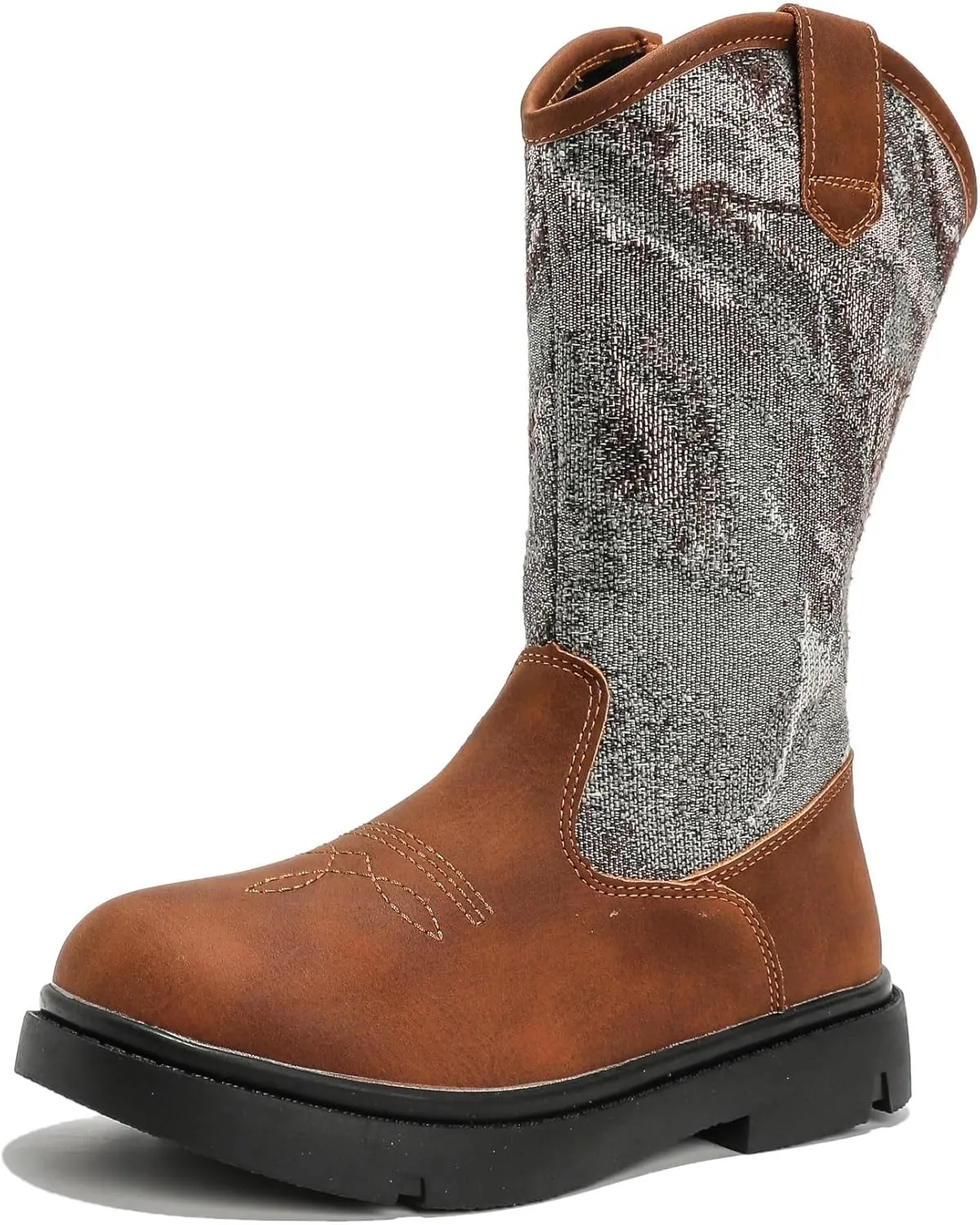 kkdom Boys Girls Cowgirl Cowboy Western Boots Mid Calf Horseback Riding Boots
