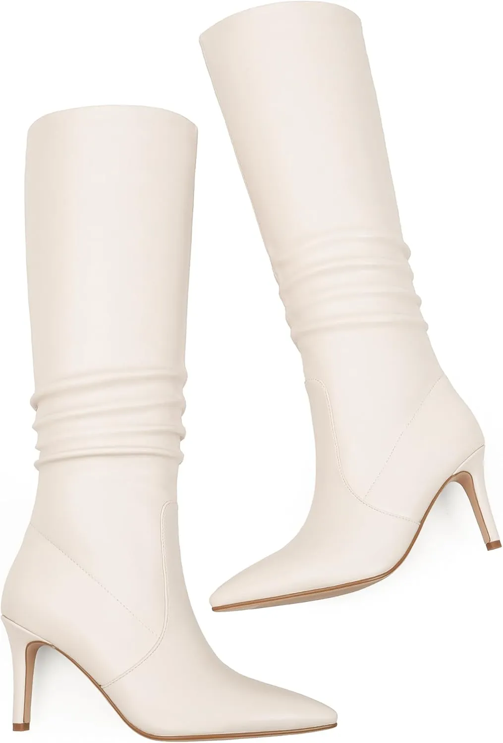 Knee High Boots for Women Pointed Toe and 3 IN Stiletto High Heel Slouchy Boots Fashion Tall Boots For Women