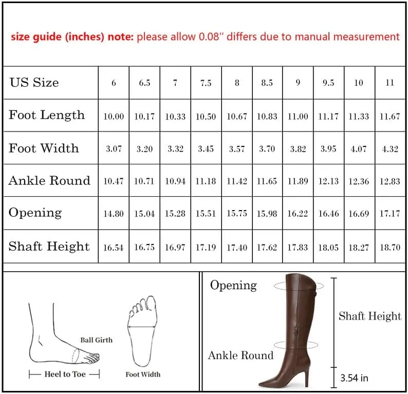 Knee High Boots Women Pointed Toe Stiletto Heel Tall Dress Boots Side Zipper Heeled Boots for Women