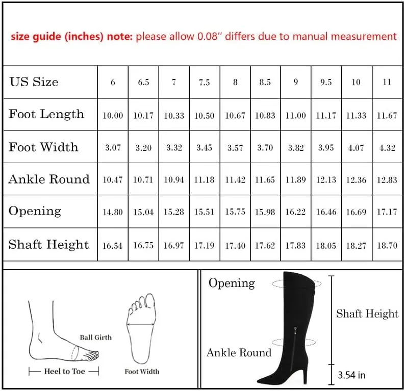 Knee High Boots Women Pointed Toe Stiletto Heel Tall Dress Boots Side Zipper Heeled Boots for Women