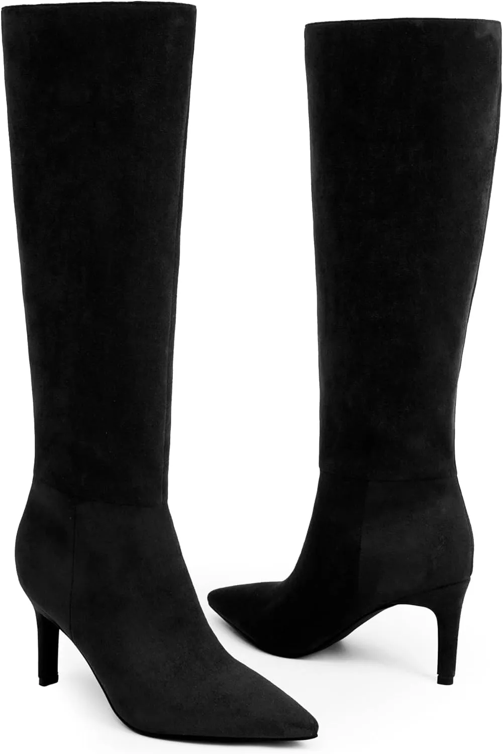 Knee High Boots Women Pointed Toe Tall Boots 3 In Stiletto High Heel Long Boots Side Zipper Dress Knee High Boots
