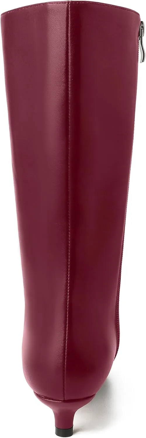 Knee High Boots Women, Pointed Toe Tall Boots Stiletto Kitten Heel Long Boots Slip On Dress Knee High Boots