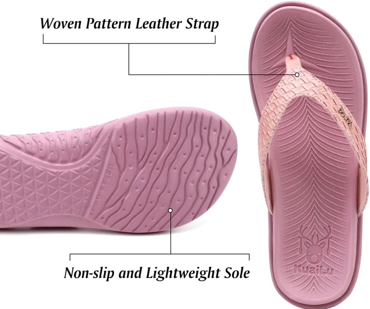 KuaiLu Womens Flip Flops Ladies Yoga Mat Comfortable Walking Thong Sandals With Plantar Fasciitis Arch Support Slip On Indoor Outdoor For Summer
