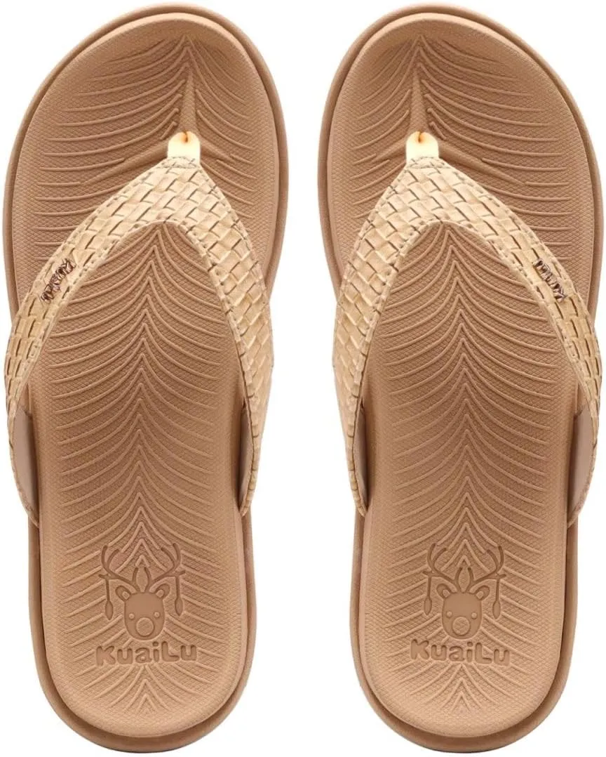 KuaiLu Womens Flip Flops Ladies Yoga Mat Comfortable Walking Thong Sandals With Plantar Fasciitis Arch Support Slip On Indoor Outdoor For Summer