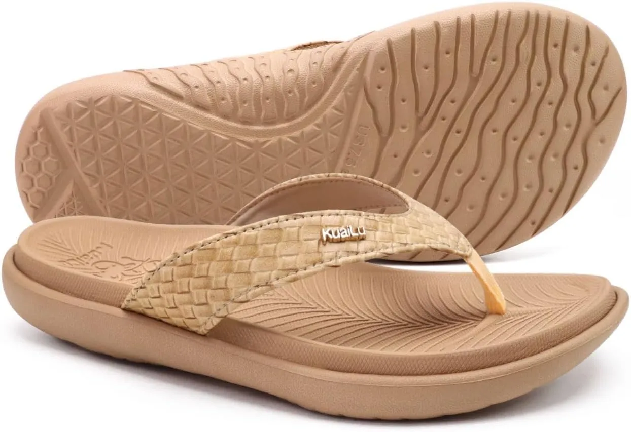 KuaiLu Womens Flip Flops Ladies Yoga Mat Comfortable Walking Thong Sandals With Plantar Fasciitis Arch Support Slip On Indoor Outdoor For Summer