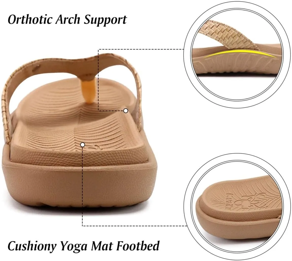KuaiLu Womens Flip Flops Ladies Yoga Mat Comfortable Walking Thong Sandals With Plantar Fasciitis Arch Support Slip On Indoor Outdoor For Summer