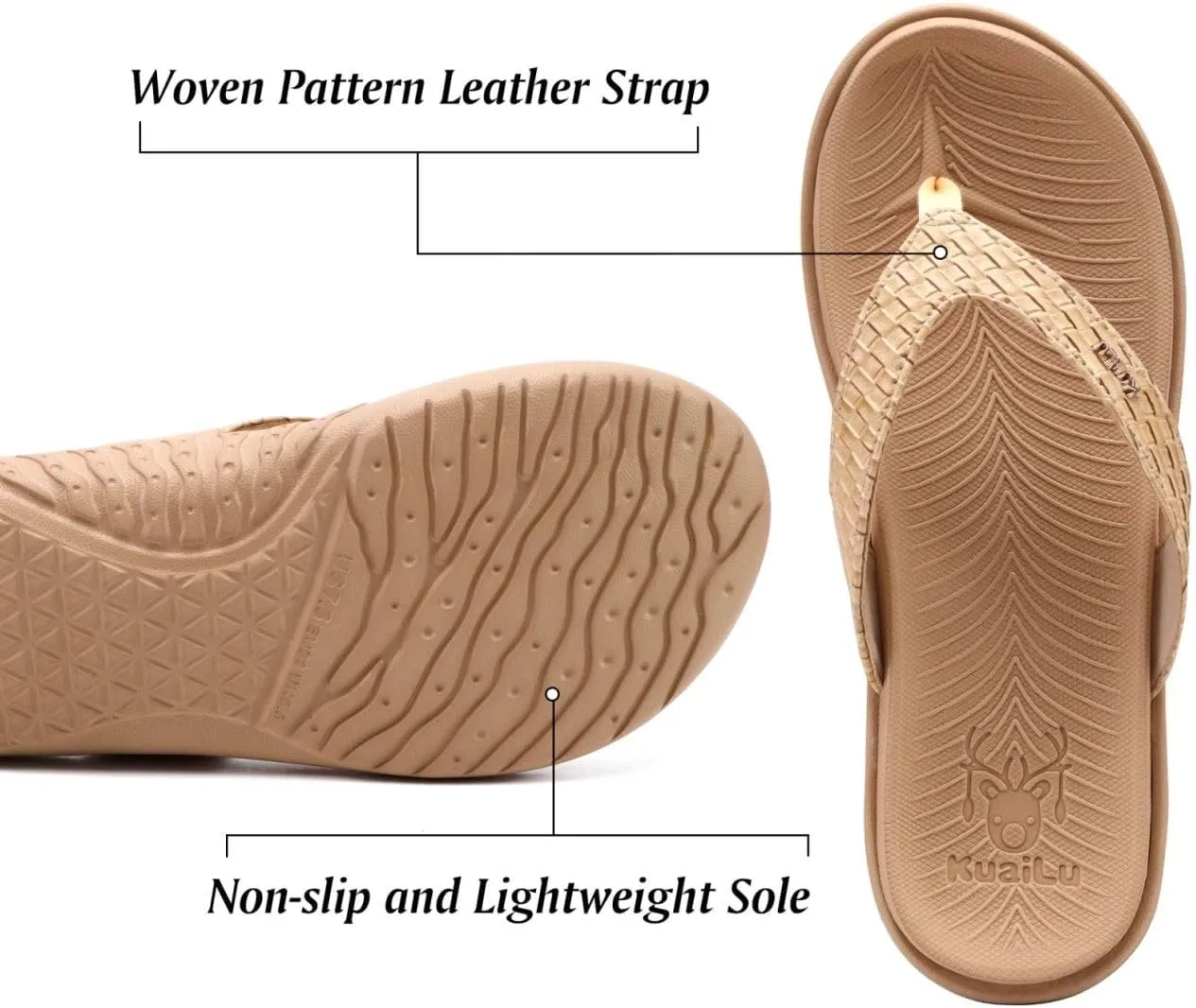 KuaiLu Womens Flip Flops Ladies Yoga Mat Comfortable Walking Thong Sandals With Plantar Fasciitis Arch Support Slip On Indoor Outdoor For Summer