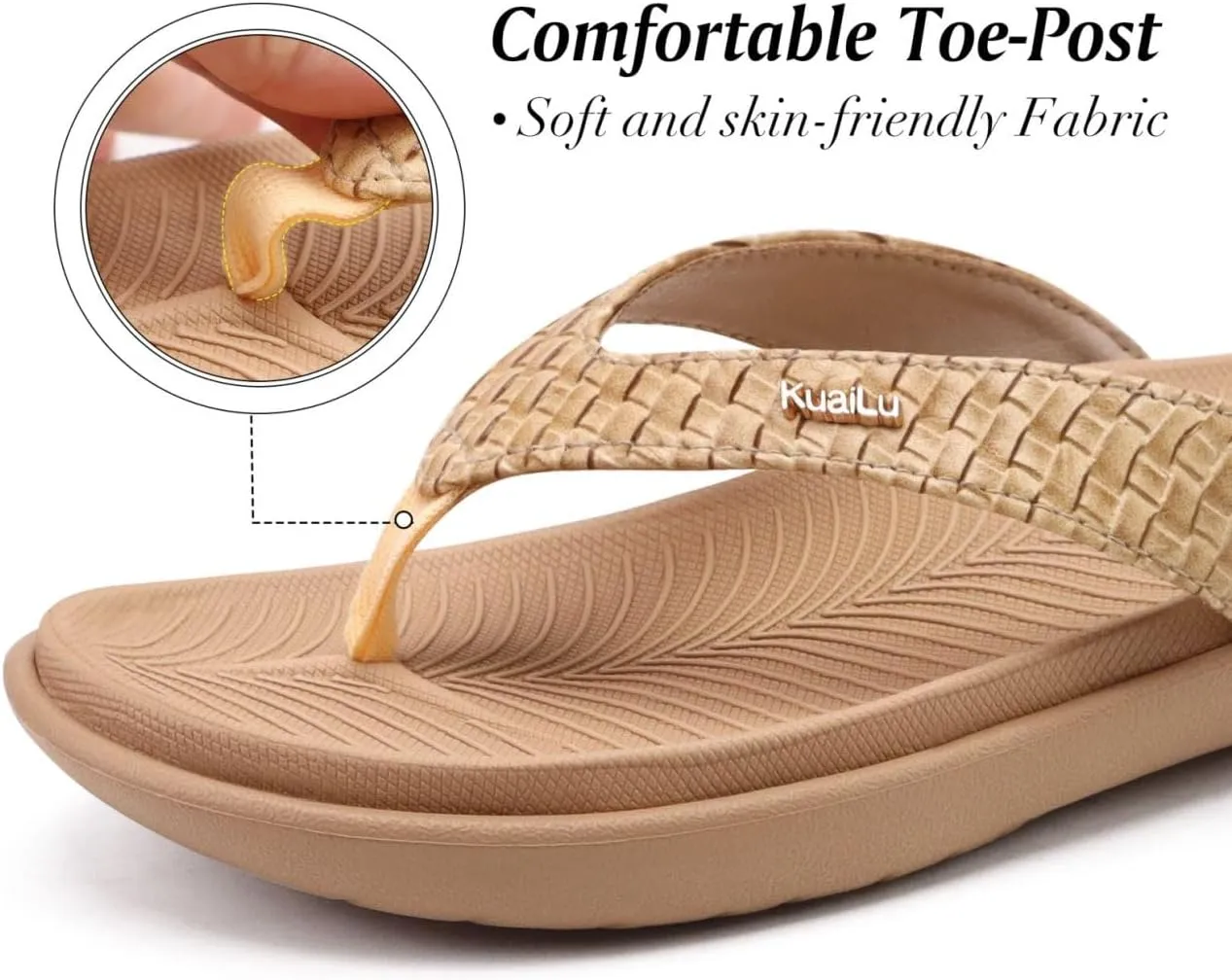 KuaiLu Womens Flip Flops Ladies Yoga Mat Comfortable Walking Thong Sandals With Plantar Fasciitis Arch Support Slip On Indoor Outdoor For Summer