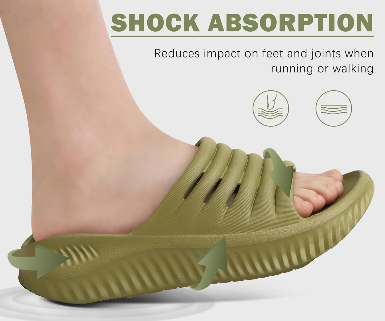 KuaiLu Womens Recovery Sandals With Comfortable Plantar Fasciitis Support,Ladies Orthotic Open Toe Sport Slides Thick Cushion Reduces Stress on Feet,Joints & Back Post-Exercise