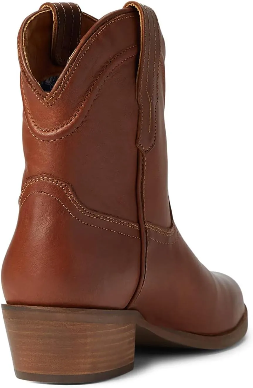 LEHOOR Women Cowboy Western Ankle Boots Pointed toe Low Stacked Heel Cowgirl Booties V Cut Retro Slouch 2 Inch Chunky Block Heel Slip On Short Dress Boots Wide Calf Casual Winter 4-11 M US
