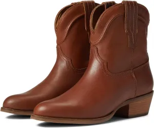 LEHOOR Women Cowboy Western Ankle Boots Pointed toe Low Stacked Heel Cowgirl Booties V Cut Retro Slouch 2 Inch Chunky Block Heel Slip On Short Dress Boots Wide Calf Casual Winter 4-11 M US