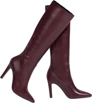 LEHOOR Women Knee High Stiletto Heel Boots Pointed Closed Toe Slip On High Heeled Dress Shoes Sexy Trendy for Ladies 4-11 M US