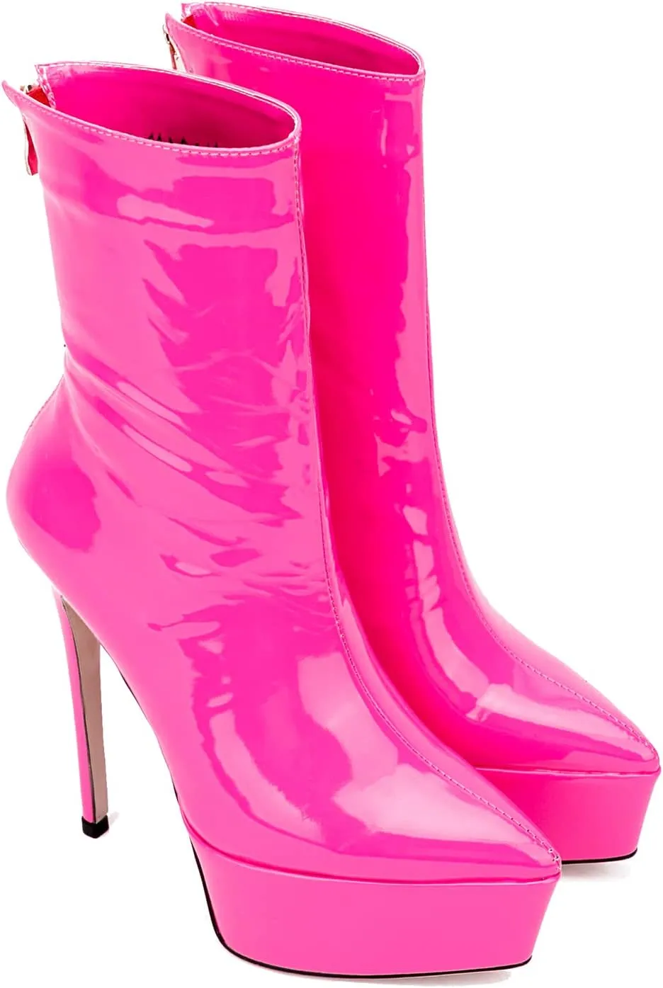LEHOOR Women Platform Ankle Boots High Heels Pointed Closed Toe Zip Up Crocodile Boots 6 Inch Stiletto Heels Snakeskin Chelsea Booties Zipper Patent Leather Combat Boots Dressy Sexy Elegant 4-11 M US