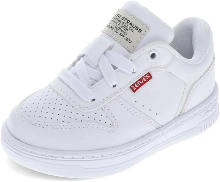 Levi's Toddler Drive Lo Synthetic Leather Casual Lowtop Sneaker Shoe, White Mono, 5 M