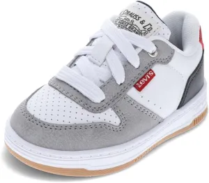 Levi's Toddler Drive Lo Synthetic Leather Casual Lowtop Sneaker Shoe, White/Navy/Red, 8 M