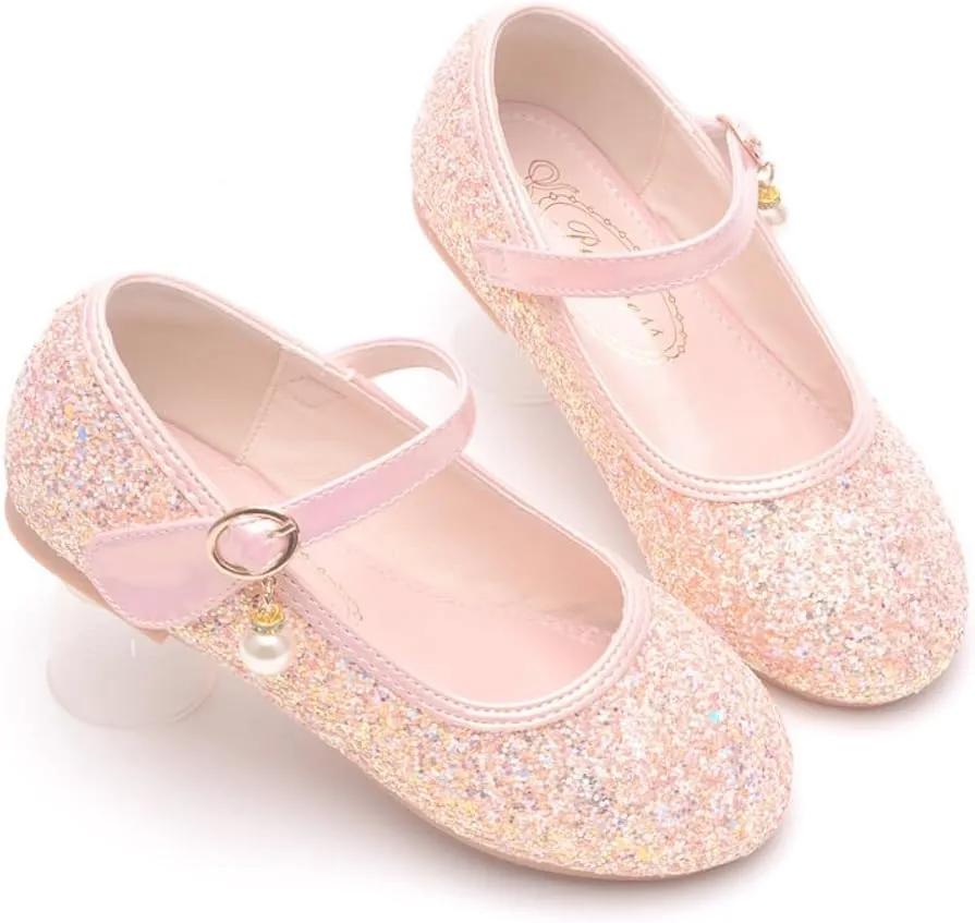 Little Girl's Adorable Mary Jane Ballerina Ballet Flats Sparkle Wedding Party Flower Girl Princess Dress Shoes for Kids