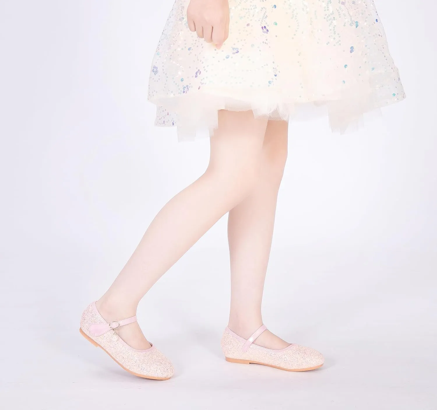 Little Girl's Adorable Mary Jane Ballerina Ballet Flats Sparkle Wedding Party Flower Girl Princess Dress Shoes for Kids