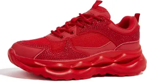 LUCKY STEP Women 's Chunky Sneakers 90s Fashion Thick Dad Rave Sparkly Bling Rhinestone Platform Casual Running Walking Shoes