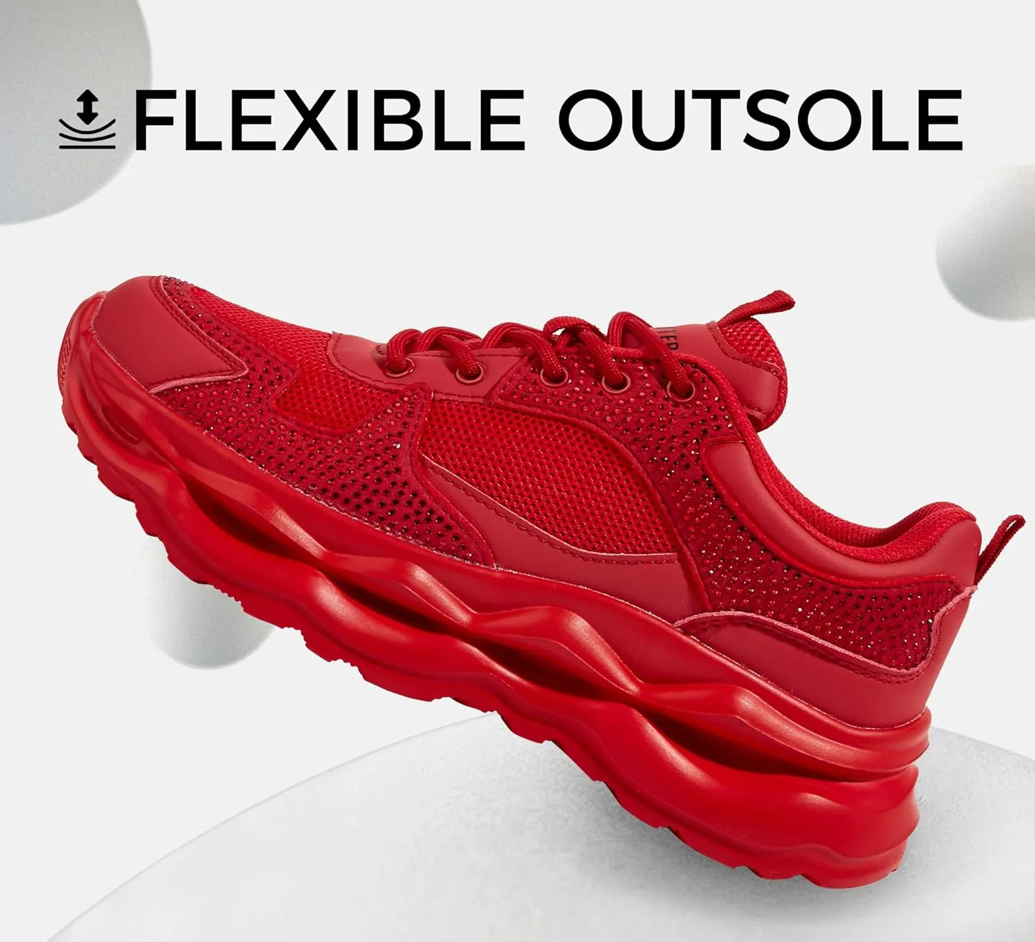 LUCKY STEP Women 's Chunky Sneakers 90s Fashion Thick Dad Rave Sparkly Bling Rhinestone Platform Casual Running Walking Shoes