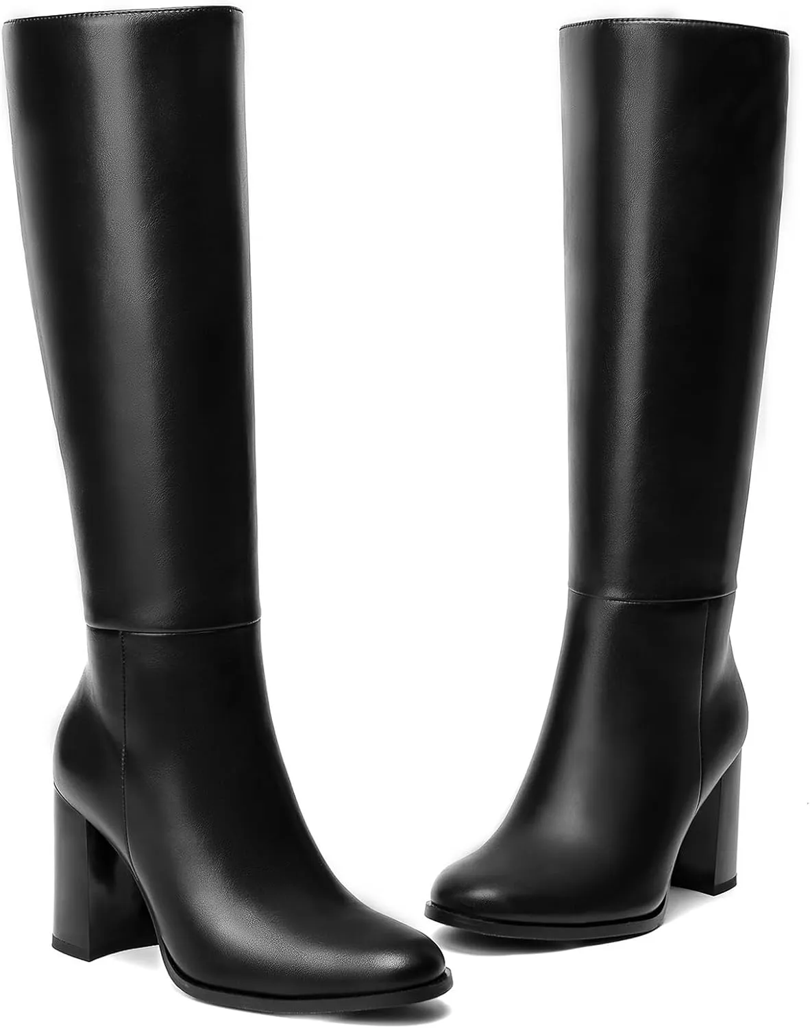 Lumeheel Knee High Boots for Women - Round Toe Chunky Heel Gogo Boots with Side Zip Women's Fashion Tall Boots