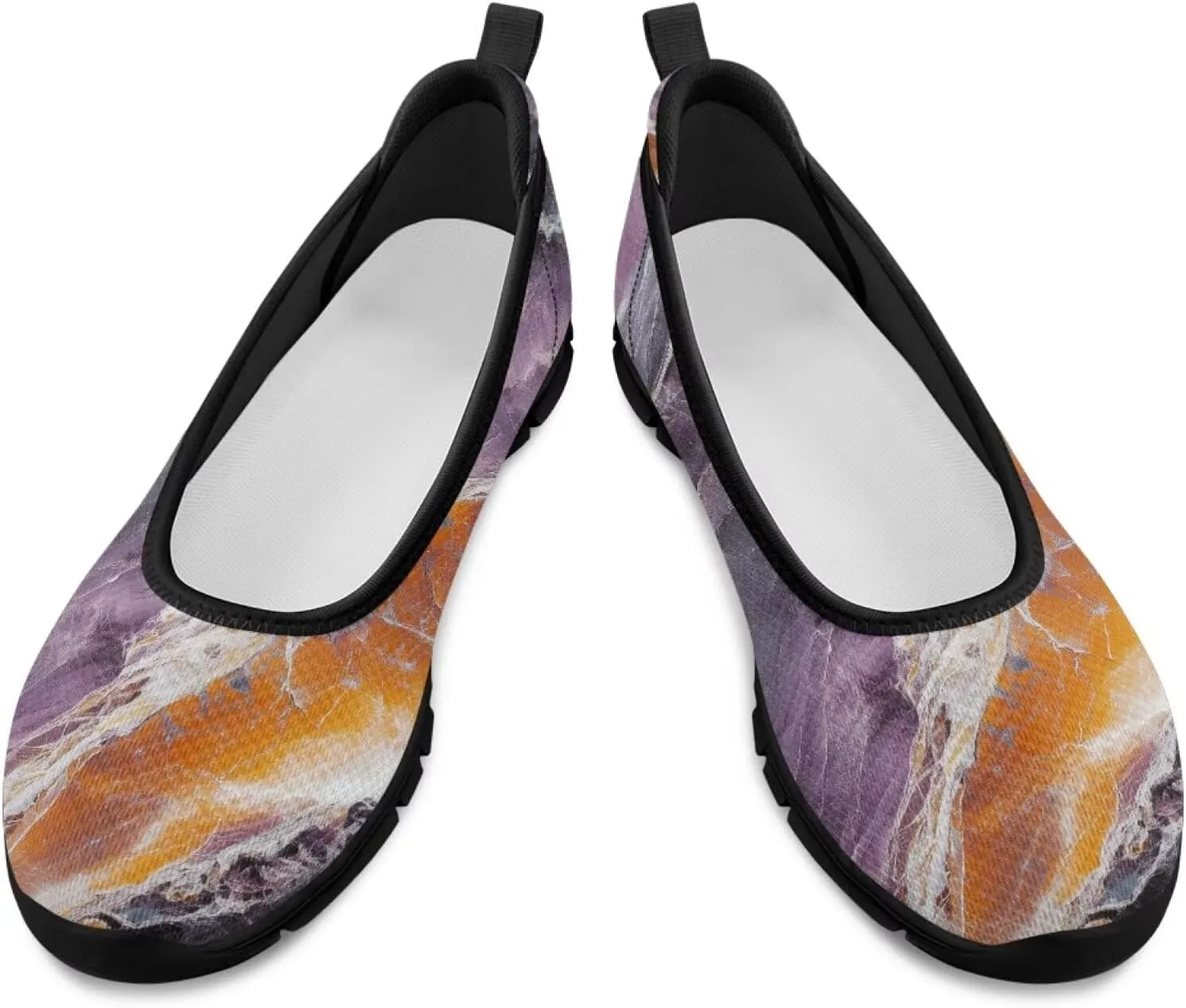 Marble Pattern Shoes for Women Slip On Loafer Flats Mesh Walking Shoes for Nurse Work Ballet Comfortable Lightweight Casual Shoes