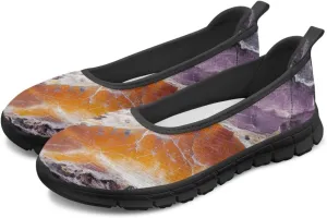 Marble Pattern Shoes for Women Slip On Loafer Flats Mesh Walking Shoes for Nurse Work Ballet Comfortable Lightweight Casual Shoes