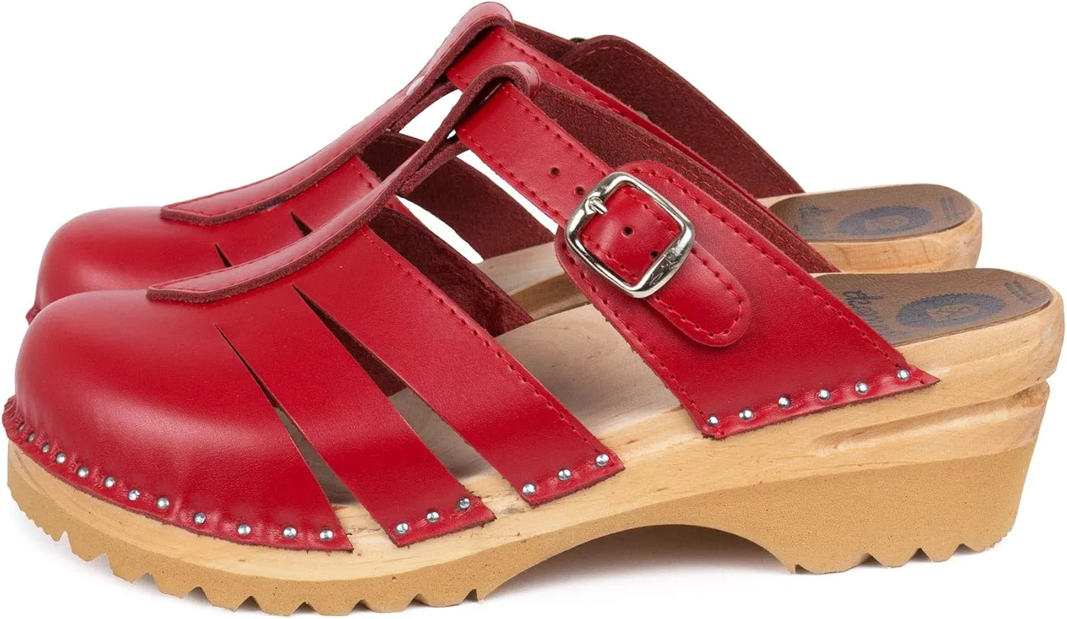 Mary Jane Bastad Slip On Closed Toe Sandals Leather Womens Non Slip Swedish Wooden Clogs