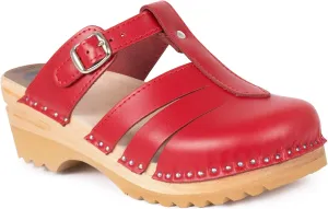 Mary Jane Bastad Slip On Closed Toe Sandals Leather Womens Non Slip Swedish Wooden Clogs