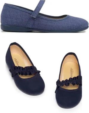 Mary Jane Shoes for Girls – Classic & Comfortable Dress Shoes for Toddlers & Kids – Perfect Flats for School, Play, and Special Occasions – Blue Indigo & Navy Blue Size 5 Toddler