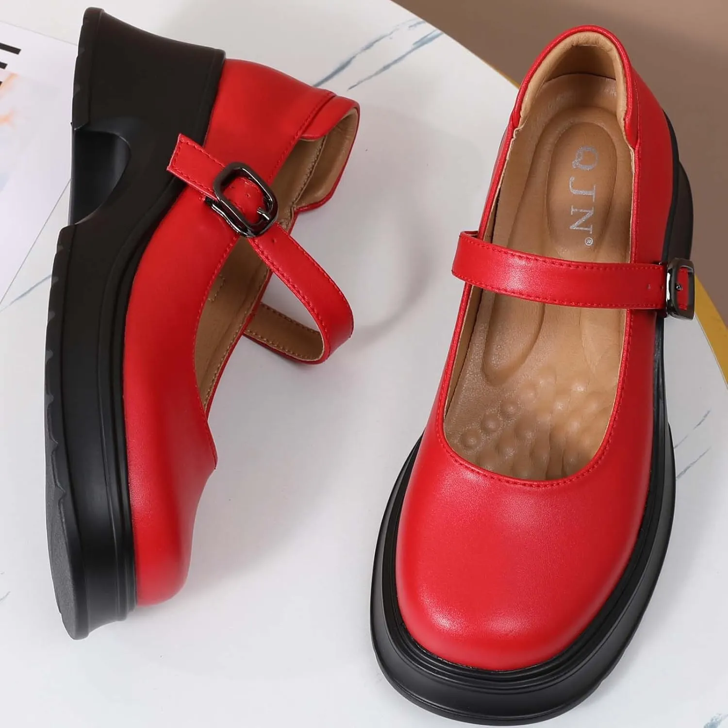 Mary Janes for Women Chunky Platform Mary Jane Heels Comfortable Dress Pumps Casual Office Work Shoes
