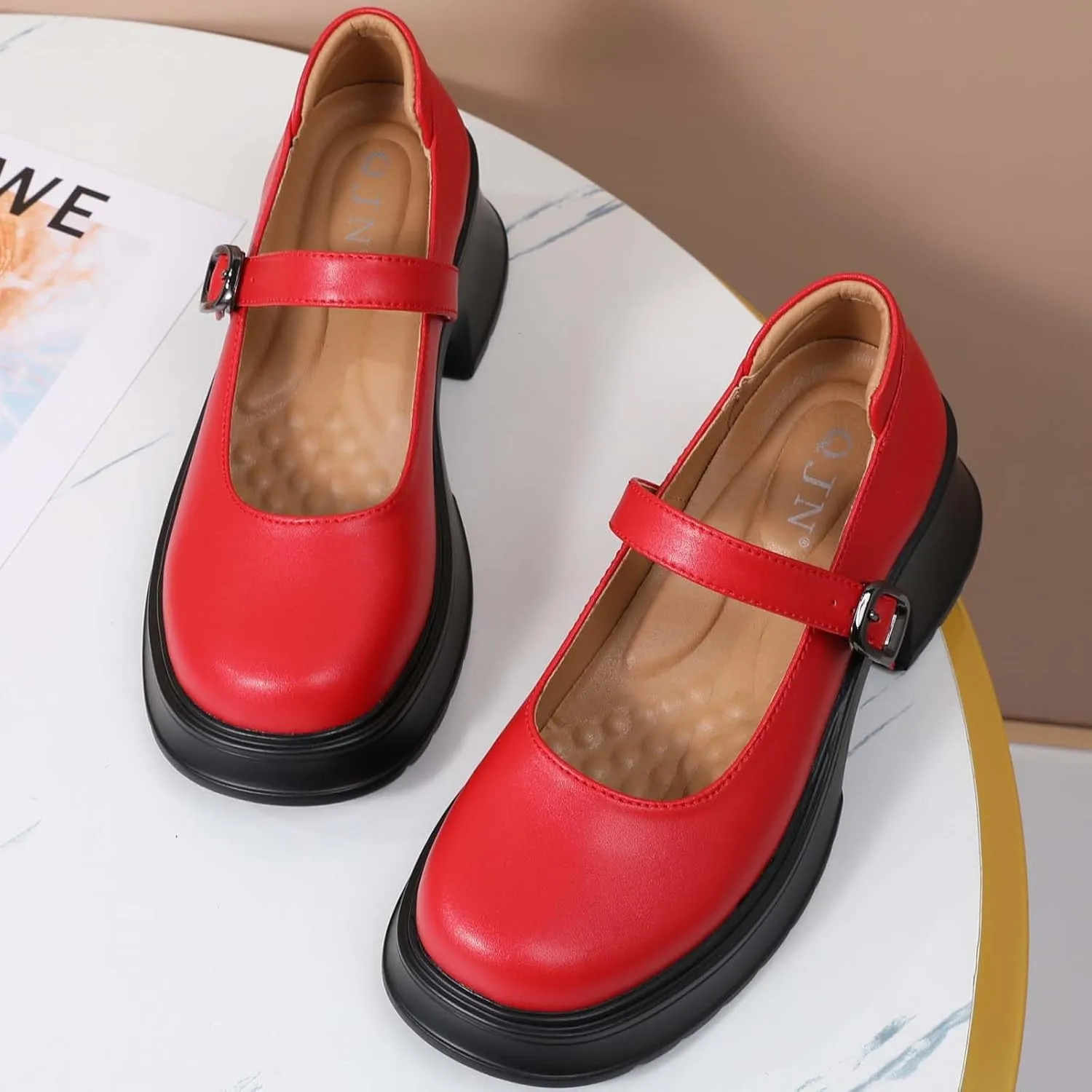 Mary Janes for Women Chunky Platform Mary Jane Heels Comfortable Dress Pumps Casual Office Work Shoes