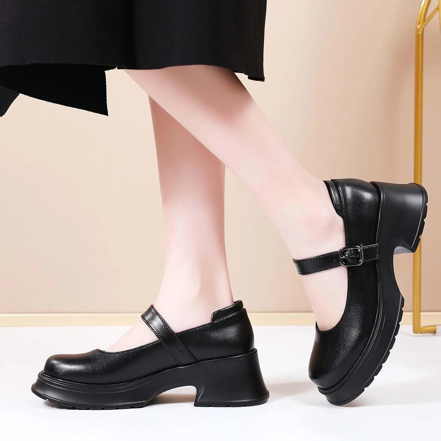 Mary Janes for Women Chunky Platform Mary Jane Heels Comfortable Dress Pumps Casual Office Work Shoes