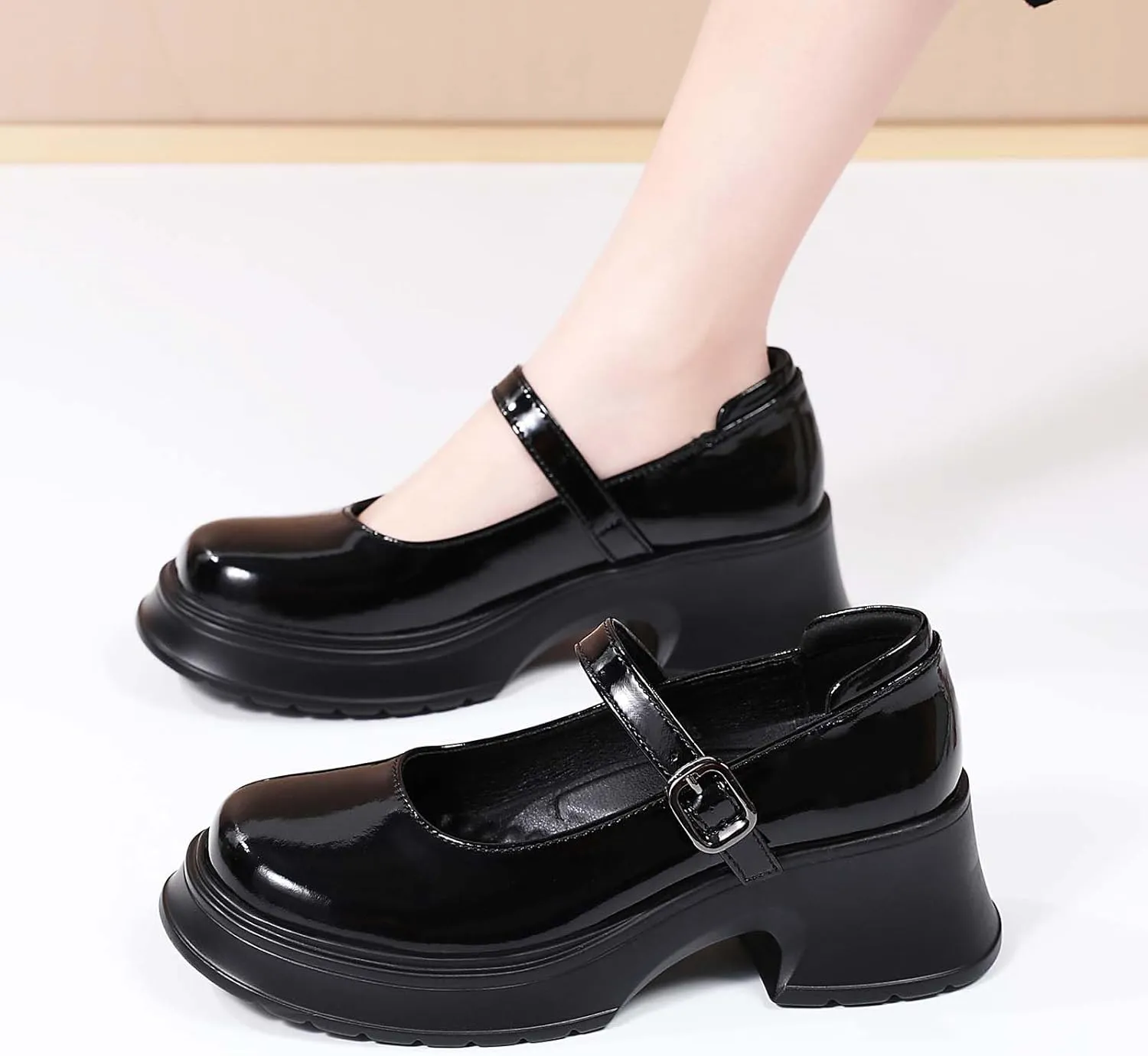 Mary Janes for Women Chunky Platform Mary Jane Heels Comfortable Dress Pumps Casual Office Work Shoes