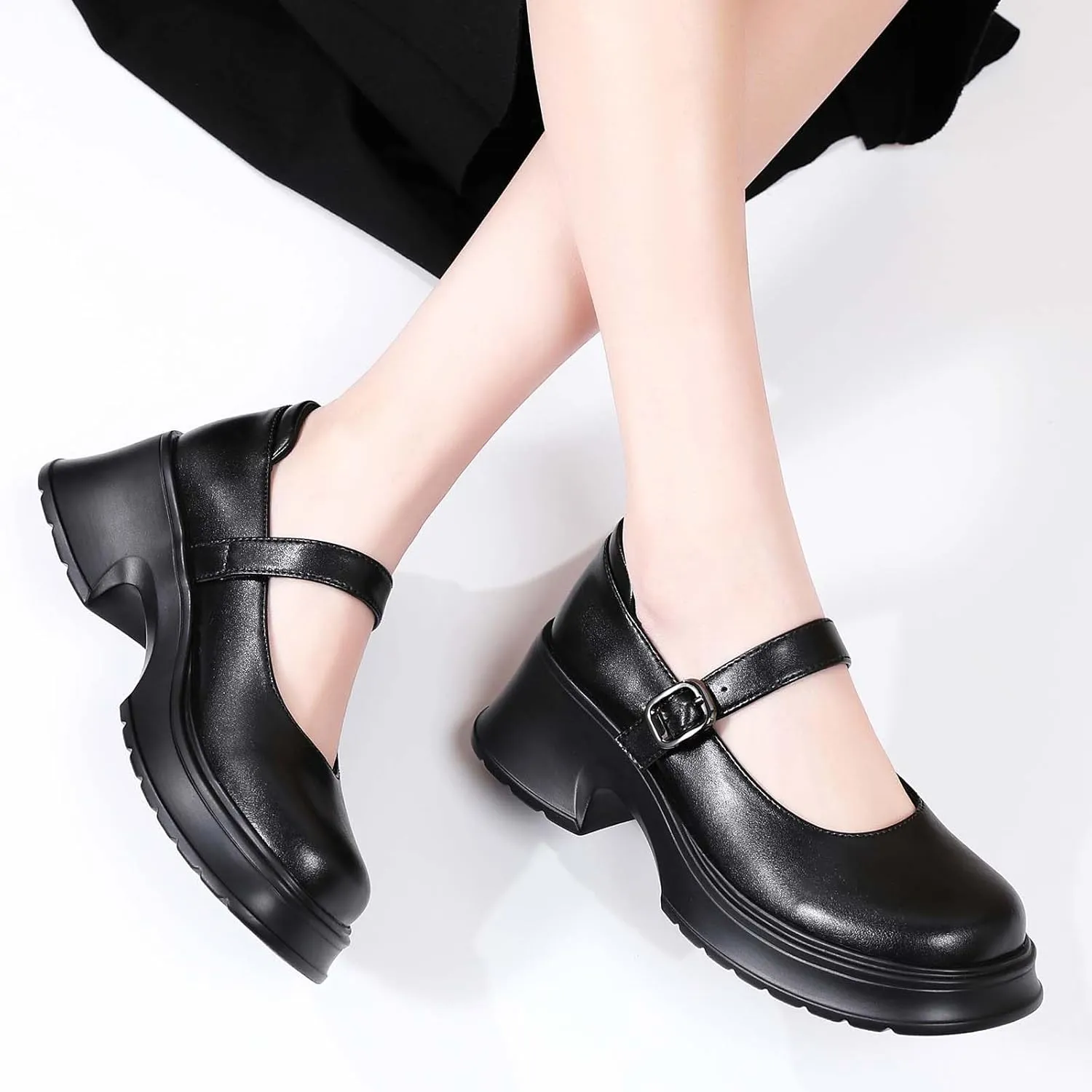 Mary Janes for Women Chunky Platform Mary Jane Heels Comfortable Dress Pumps Casual Office Work Shoes