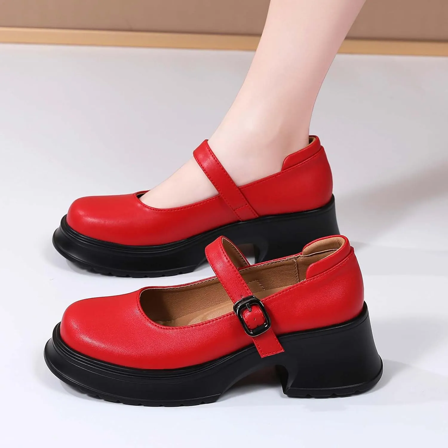 Mary Janes for Women Chunky Platform Mary Jane Heels Comfortable Dress Pumps Casual Office Work Shoes