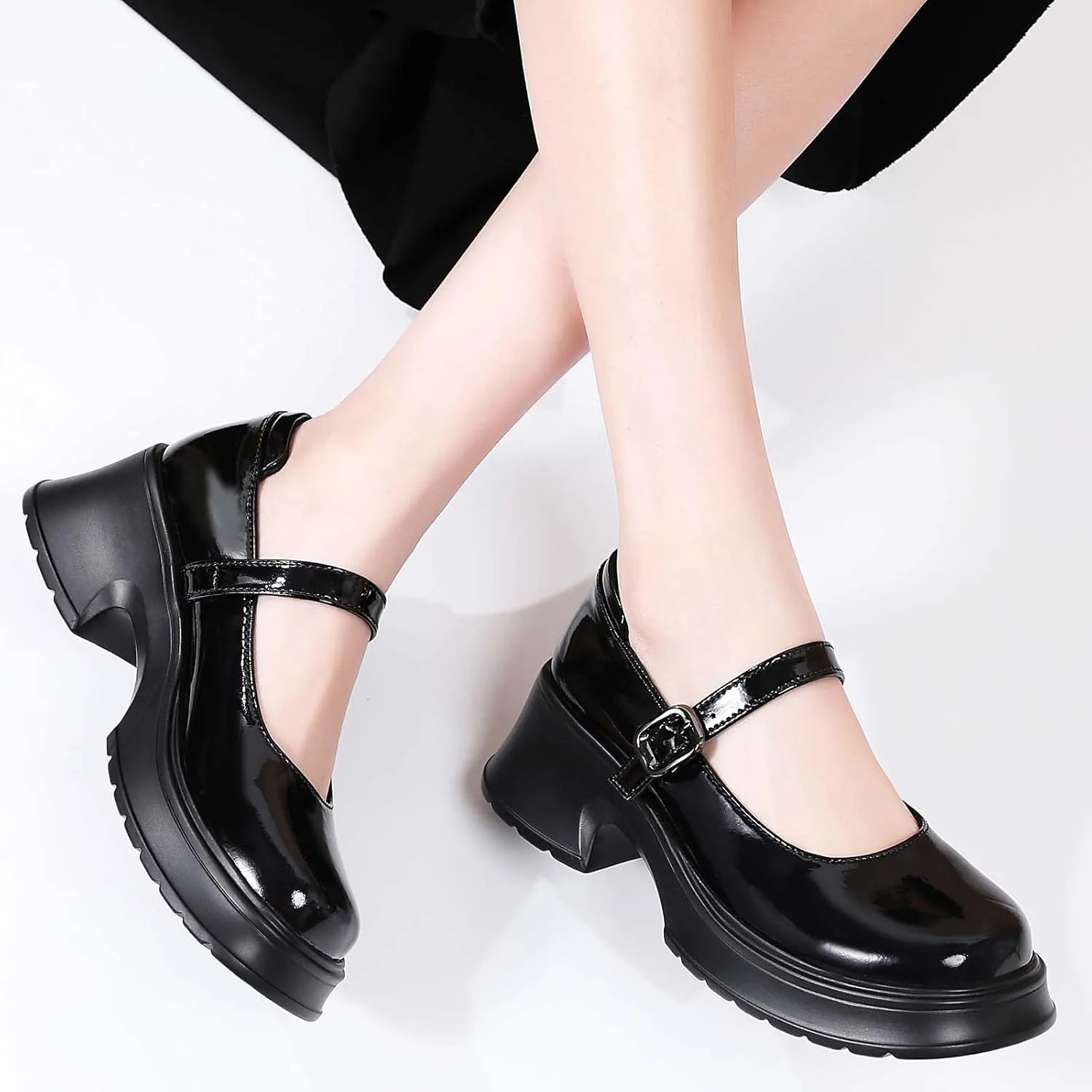 Mary Janes for Women Chunky Platform Mary Jane Heels Comfortable Dress Pumps Casual Office Work Shoes