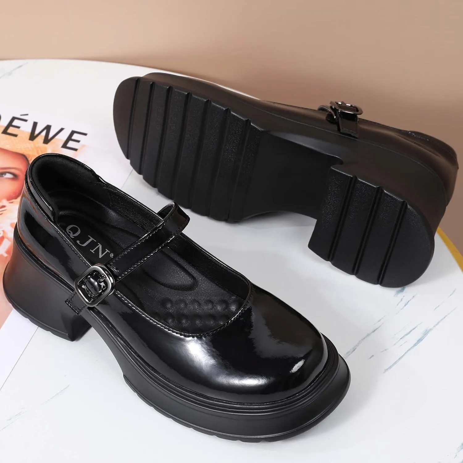 Mary Janes for Women Chunky Platform Mary Jane Heels Comfortable Dress Pumps Casual Office Work Shoes