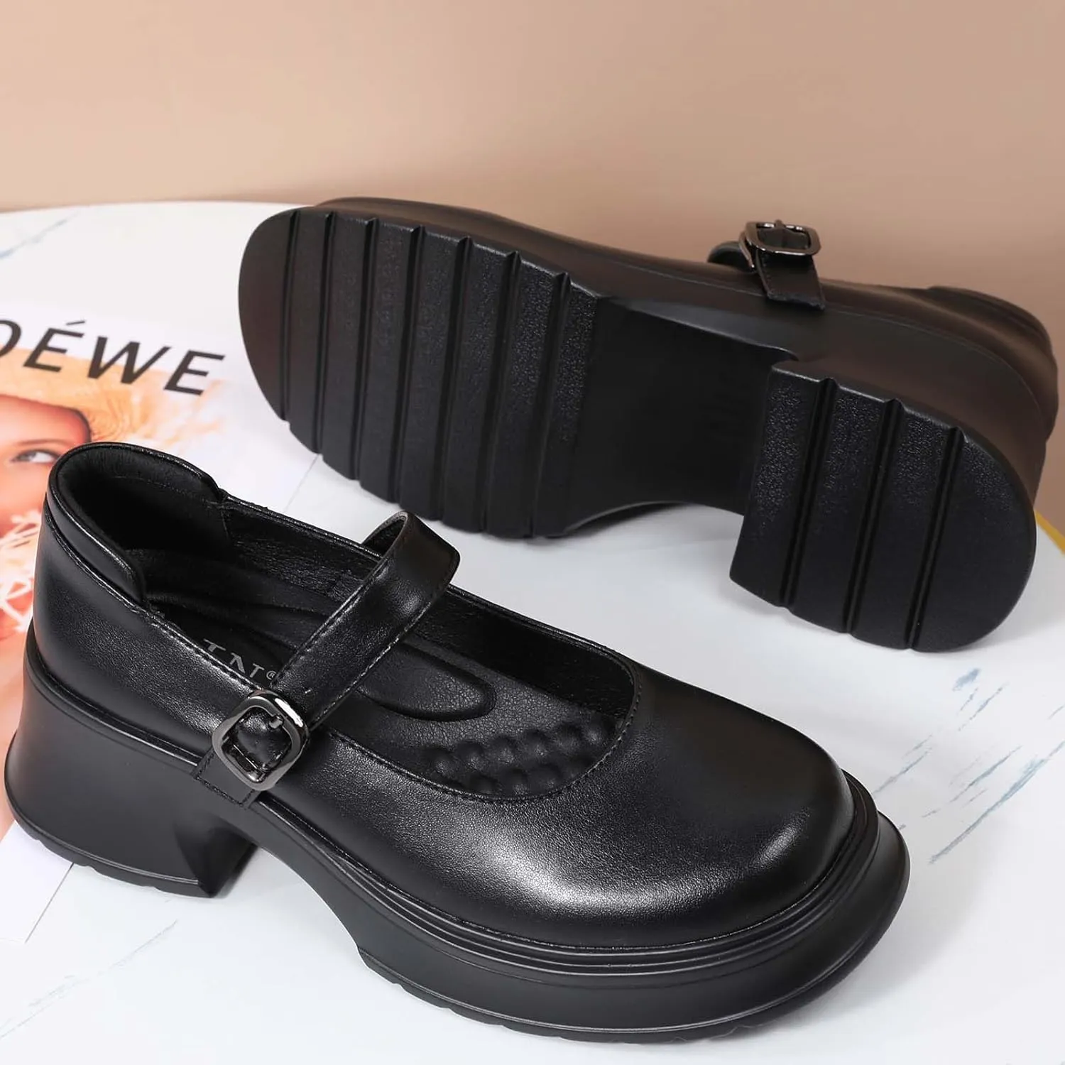 Mary Janes for Women Chunky Platform Mary Jane Heels Comfortable Dress Pumps Casual Office Work Shoes