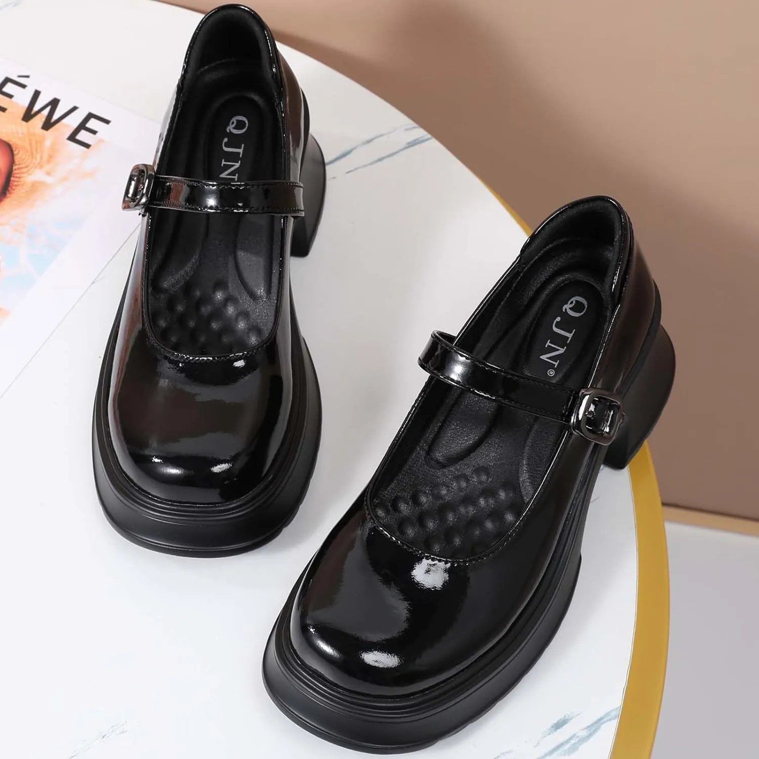 Mary Janes for Women Chunky Platform Mary Jane Heels Comfortable Dress Pumps Casual Office Work Shoes
